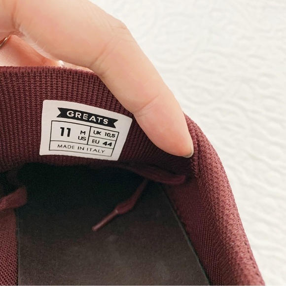 GREATS Men's Royale Knit Sneaker, Maroon - Picture 8 of 8